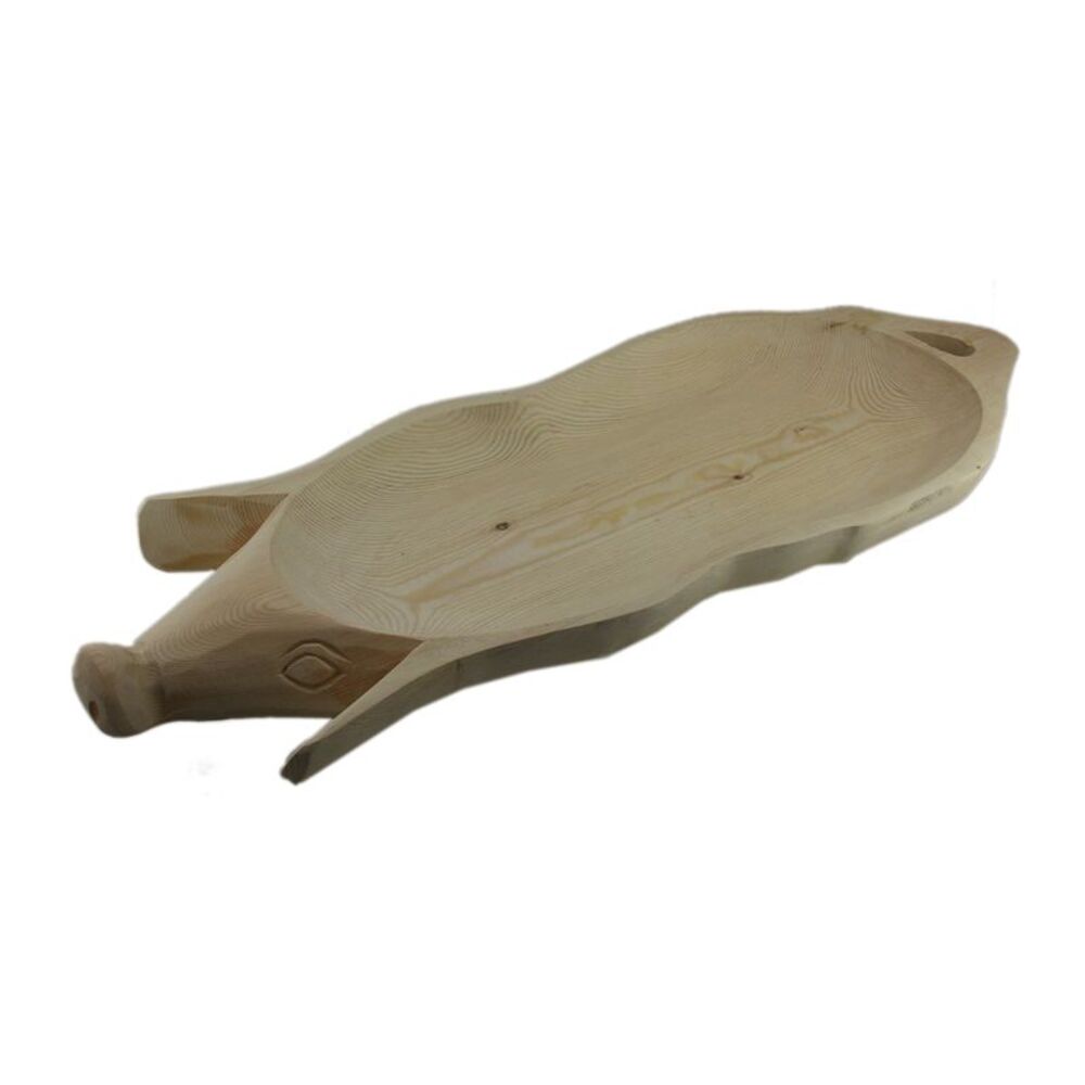 Hand Carved Wooden Pig Platter Decorative Serving Tray 31 Inch